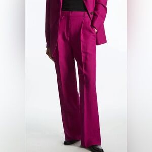 COS Wide Leg Linen Pants in Bright Pink, Size EU 32 / US 2 / XS
